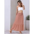thumbnail image 3 of DARING DIVA Women's Summer Smocked Waist Flowy Maxi Skirts L Orange Floral, 3 of 6