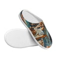 thumbnail image 3 of Daiia Whimsical Cats Night Cafe Print Women’s Fuzzy Slippers Memory Foam Lightweight House Shoes Cozy Loafer Flannel House Shoes-35/36, 3 of 7
