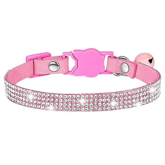 Miaocao Rhinestone Velvet Breakaway Cat Collar with Bell for Small Pets