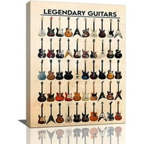 Minimalist Decor Guitar Wall Art Music Guitar Pictures Wall Decor Canvas Prints Framed Modern Artwork Painting For Living Room Bedroom Bathroom 12"X16"
