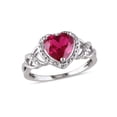 thumbnail image 4 of 4.50 Carat (Ctw) Lab-Created Ruby Heart Ring and Matching Pendant in Sterling Silver for Women, 4 of 6
