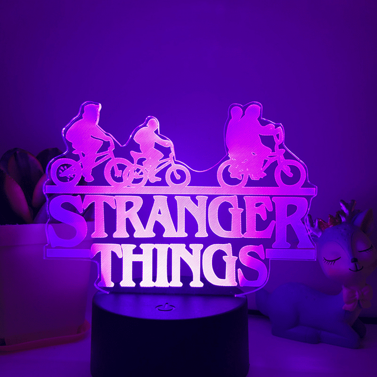 TIMPCV Stranger Things Night Light 3D LED Illusion Lamp with 16 Color Remote Control For Kids Bedroom Decorations Light Black Seat