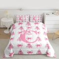 thumbnail image 2 of Homewish Bowknot Monogrammed C Bedding Comforter Set for Girl, Dreamy Pink Xmas Tree Twin Comforter Sets, Merry Christmas Reversible Bedding Set, Breathable Home Decor, 2pcs, 2 of 8