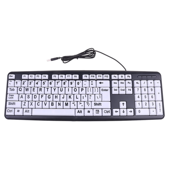RABBITH USB Wired Keyboard No Backlight ,Large Print Keyboard with High Contrast Keys Suitable Elderly Use Students PC Laptops