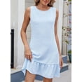 thumbnail image 5 of Women's tied back ruched ruffled tank dress with sheer yet opaque stretch 100% Polyester fabric for stylish warm days, 5 of 22
