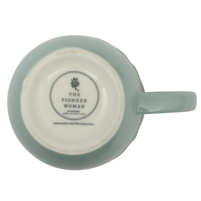 The Pioneer Woman Ainsley Ceramic Mug Set, Sage Blue, 4-Pack