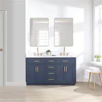 Gavino 60" Wood Vanity in Royal Blue with Composite Stone Top and Mirror