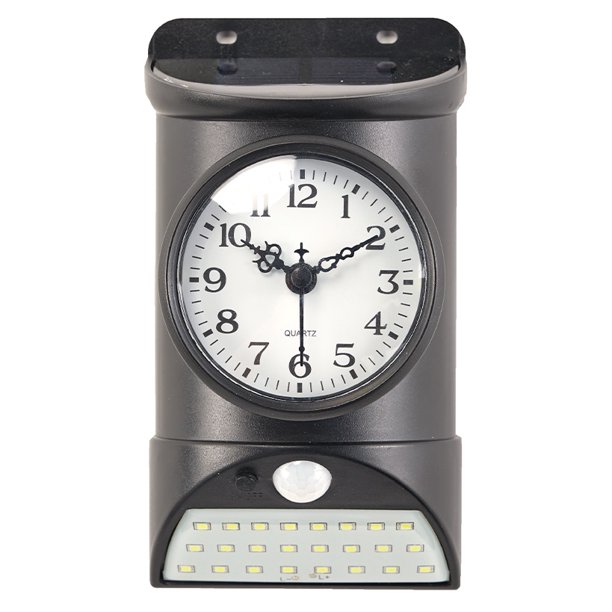Solar Lighted Clock Outdoor Time Keeping Gauge with Light