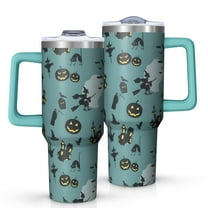 Halloween Witchy Motifs Pattern Tumbler with Handle and Lid,40oz Double Wall Vacuum Insulated Tumbler,Cups Gift for Women and Men