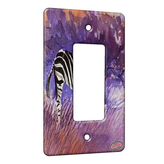 KuzmarK™ 1 Gang Rocker Wall Plate - Zebra at Twilight Equine Art by Denise Every