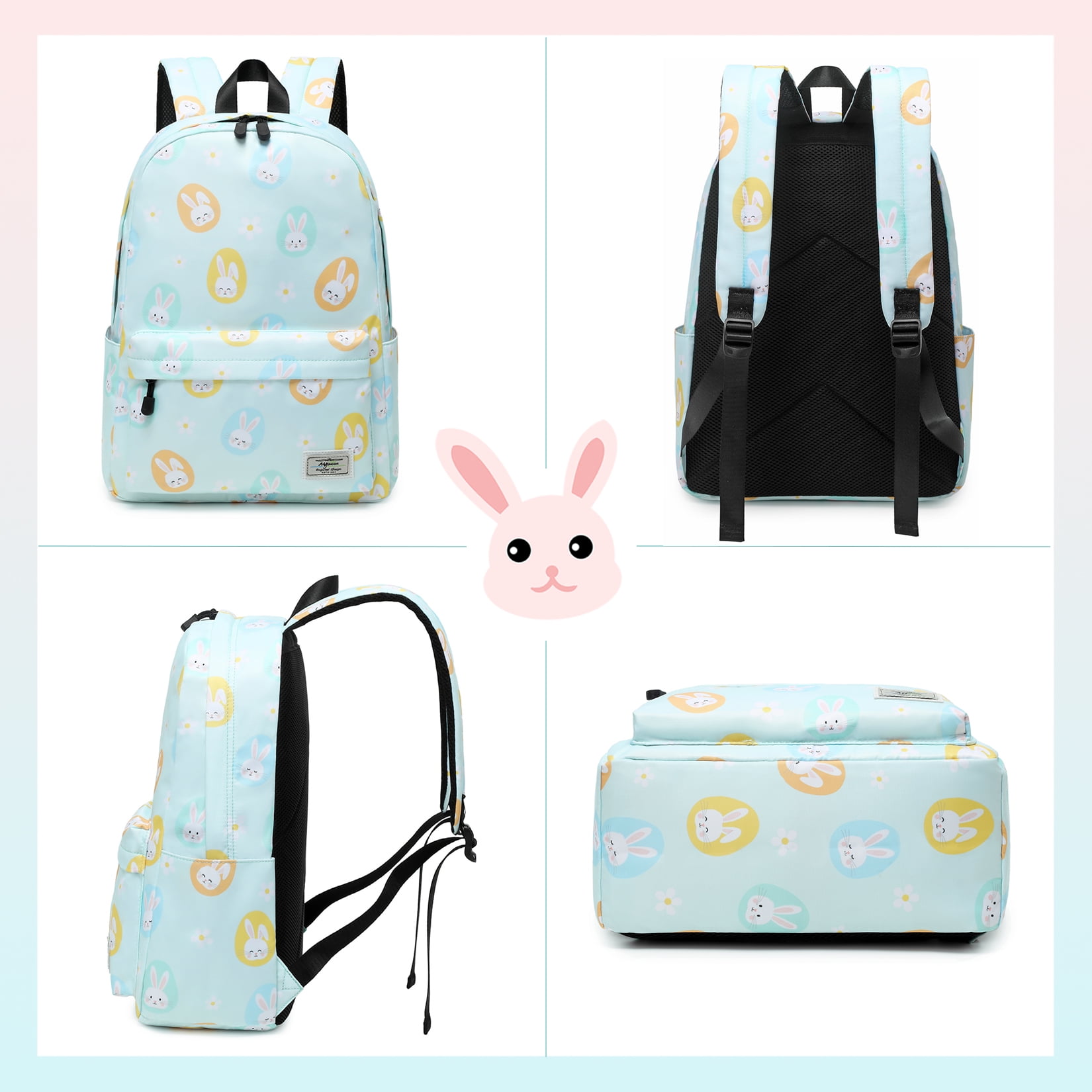 Mygreen Kids' 16" Backpack with Laptop Sleeve for Elementary School, Rainbow Green