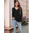 thumbnail image 6 of Womens Long Sleeve Shirts V Neck Casual Tops Loose Dressy Basic Fall Fashion Trendy Outfits Winter Clothes, 6 of 8