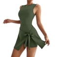 thumbnail image 3 of ClodeEU Women's 2 in 1 Yoga Tennis Dress with Built in Shorts ,Slim Fit Athletic Dress with Tie Army Green,Womens Plus S, 3 of 8