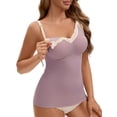 thumbnail image 4 of INSPIRE CHIC Women's Lace V Neck Pregnancy Cami with Built-In Bra Maternity Nursing Tank Top for Breastfeeding M Purple, 4 of 5