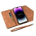 thumbnail image 4 of Dteck iPhone 15 Plus Case Wallet, Retro PU Leather Crossbody Strap Wirstlet Flip Case with Magnetic Closure Zipper Purse Handbag for iPhone 15 Plus,Brown, 4 of 7