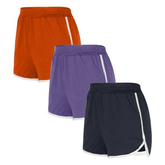 3PCS Lightweight Workout Shorts Solid Color Shorts For Casual Loose Comfy Elastic Waist Yoga Athletic Short Pants Trendy Beach Shorts on Clearance,Multicolor XL