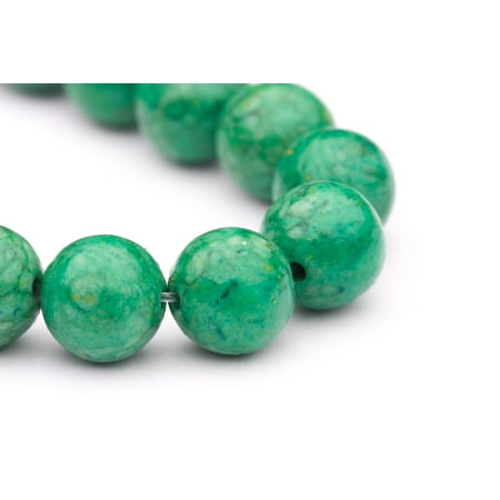 - Round - Shaped Green Man Made Turquoise Beads Semi Precious Gemstones Size: 10x10mm Crystal Energy Stone Healing Power for Jewelry Making