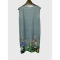 thumbnail image 5 of Nyfairy Women's Plus Size Sleeveless V Neck Bottom Printed Straight Pleated Dress, Casual Loose Summer Tunic Dress, 5 of 5