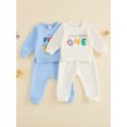 thumbnail image 5 of RUINIXCW Baby Boy 1st Birthday Outfits Letter Print Long Sleeve Crew Neck Sweatshirts and Joggers Pants 2 Piece Set, 5 of 9