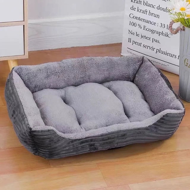 Winter Plush Warm Pet Bed Rectangle Puppy Sofa Sleeping Bed Cushion Fall Asleep Easily for Cat and Small Medium Dogs ShopWise Round