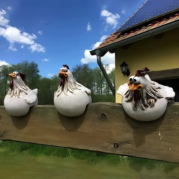 LAMIRO Realistic Chicken Statues - Whimsical Animal Decor for Home Garden and Patio