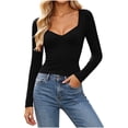 thumbnail image 4 of VBVC Women's Sweetheart Neck Long Sleeve Top , Ladies' Slim Fit Stretch Knit Shirt , Casual Basic Y2K Tight Tee For Women, S-2XL, 4 of 9