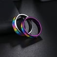 thumbnail image 2 of Mens Titanium Steel Rainbow Ring Geometric Electroplated Band Jewelry Silver Purple Finish 6mm Width Gift Ready, 2 of 4
