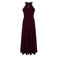thumbnail image 4 of Wycnly Womens Dresses Party Prom Sexy High Slit Empire Waist Keyhole Long Dresses Fashion Solid Halter Sleeveless Maxi Summer Dress Red l, 4 of 7