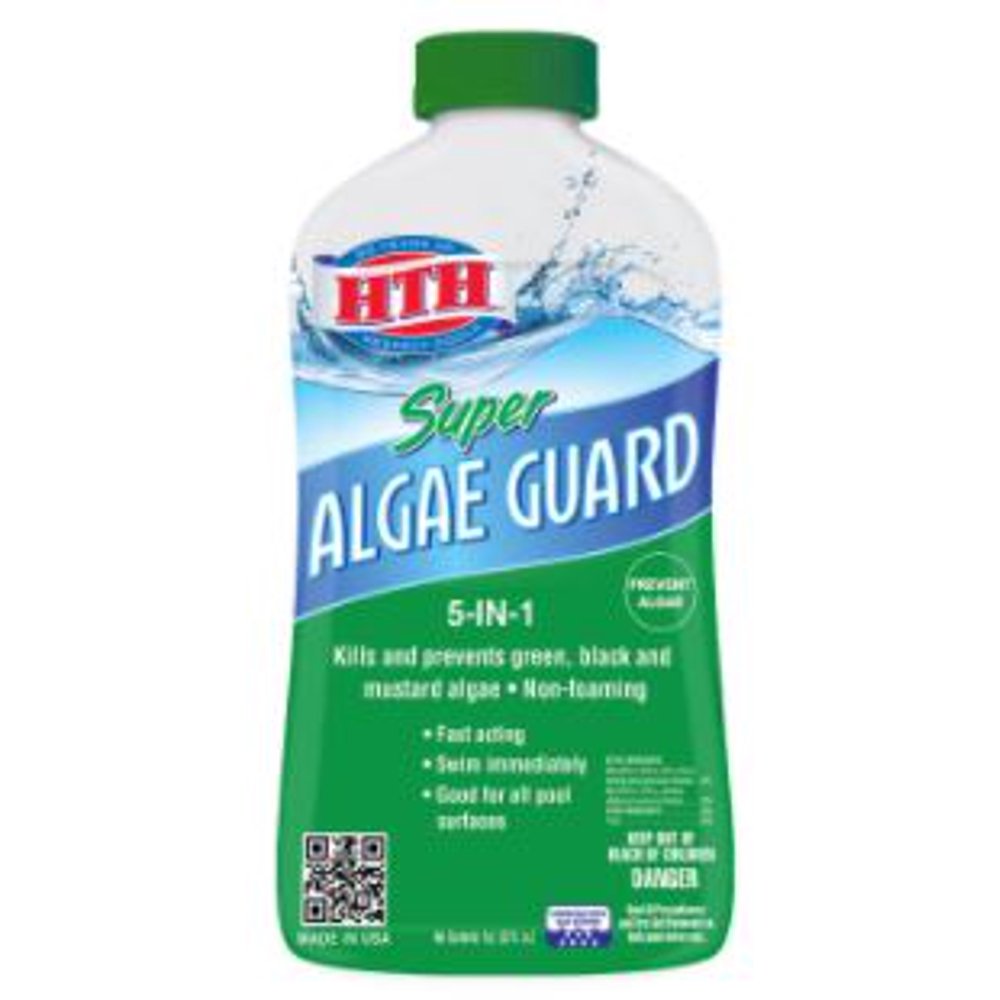 HTH Super Algae Guard 5in1, Kills and Prevents Algae in Pools, 1 qt