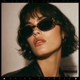 thumbnail image 5 of SA106 Womens Simple Classical Oval Thin Plastic Sunglasses / Tortoise Frame - Black Lens, 5 of 6
