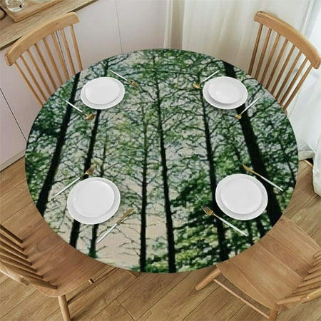

Autua Trees Forest Environmental Art Round Tablecloth - Stain-Resistant & Washable - Ideal for Indoor and Outdoor Use - Waterproof Resistant Fabric for Home Kitchen/Parties/Holiday Dinner 38 -42