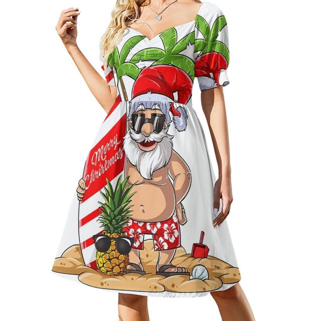 En julio, hawaiano, surf, verano, surf, vestido de manga corta, vestido de noche, mujeres, vestido de mujer, mujer