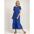 thumbnail image 6 of Weardear Women's Summer Casual Short Sleeve Crewneck Swing Dress Flowy Tiered Maxi Beach Dress with Pockets, 6 of 6