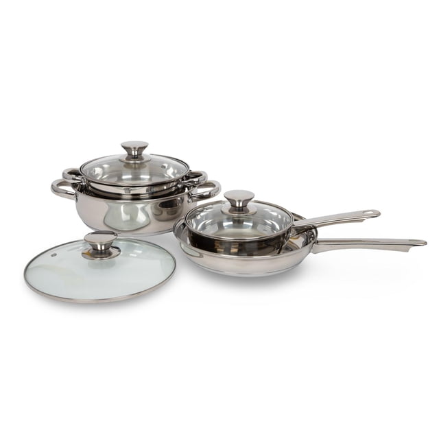 Bateria De Cocina 7 Piezas Acero Inoxidable Tricapa Colorhome