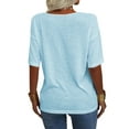 thumbnail image 3 of Langwyqu Half Sleeve Women V Neck Shirt Summer Female Solid Color Loose Tops, 3 of 4