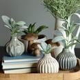 thumbnail image 7 of Iconic Scandi Baby Bud Vases, Set of 3, Fluted, Ivory, Faded Teal, and Dark Grey, Crackle Suffused, 4.25 Diameter x 4.75 Inches Tall, Modernist Home, 7 of 7