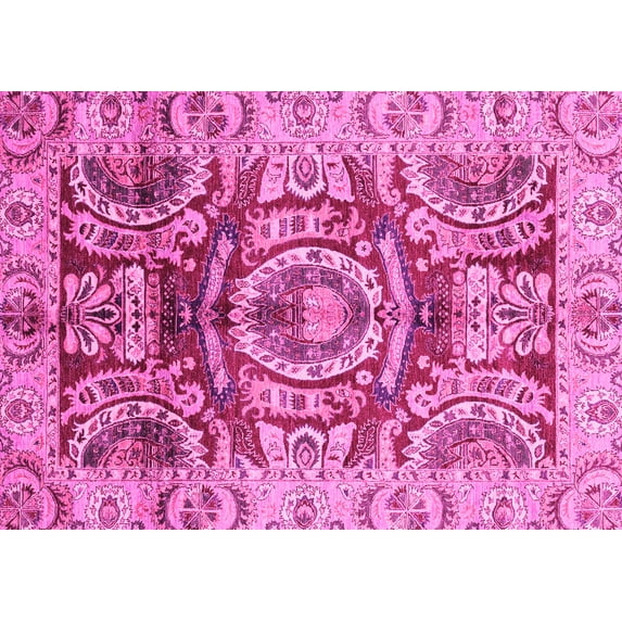 Ahgly Company Indoor Rectangle Abstract Pink Modern Area Rugs, 8' x 12'