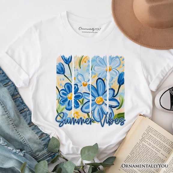 Summer Vibes Brushsroke Flowers T-Shirt, Aesthetic Tee