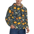 thumbnail image 2 of Honeii Pumpkin Pattern Mens Hoodies Men's Loose Sleeve Sweatshirt,Pullover Hooded Sweatshirt for Men,Essentials Hoodie-4X-Large, 2 of 7