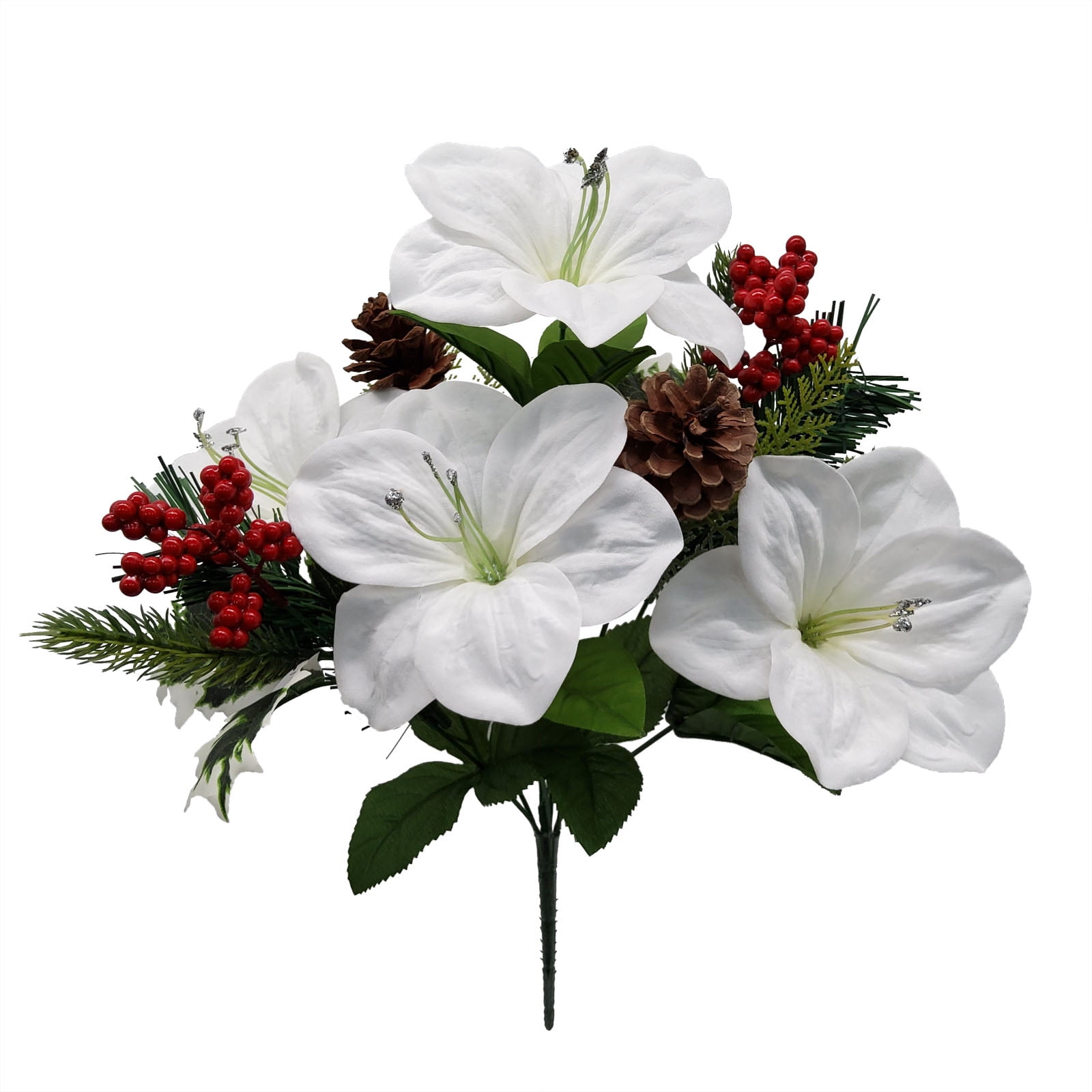 Mainstays White Amaryllis Mix Bush, Artificial Flower
