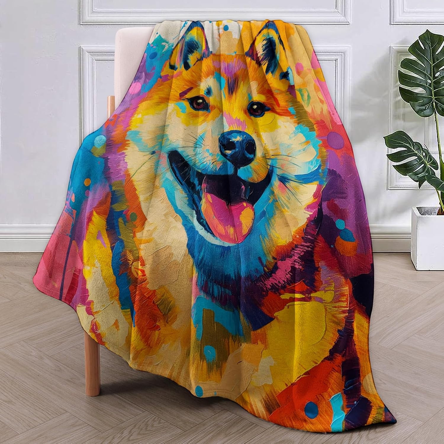 Homiehug Shiba Soft Blanket Flannel Cozy Cute Animal Fuzzy Throws for Nap Bed Couch Home Decor Child Boys Women Gifts All-Seasons 60