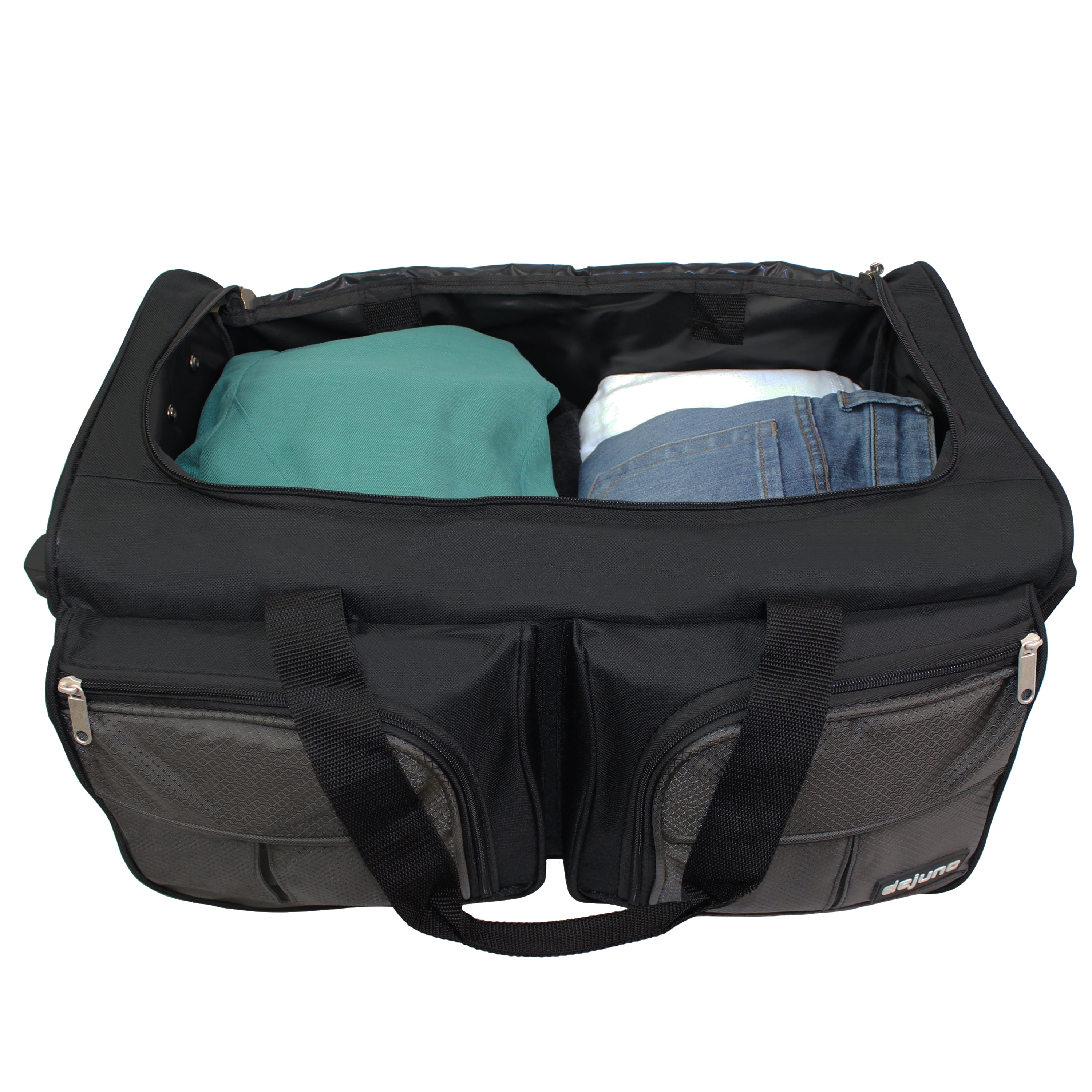 Dejuno Unisex 20" Rolling Duffel Bag, Black