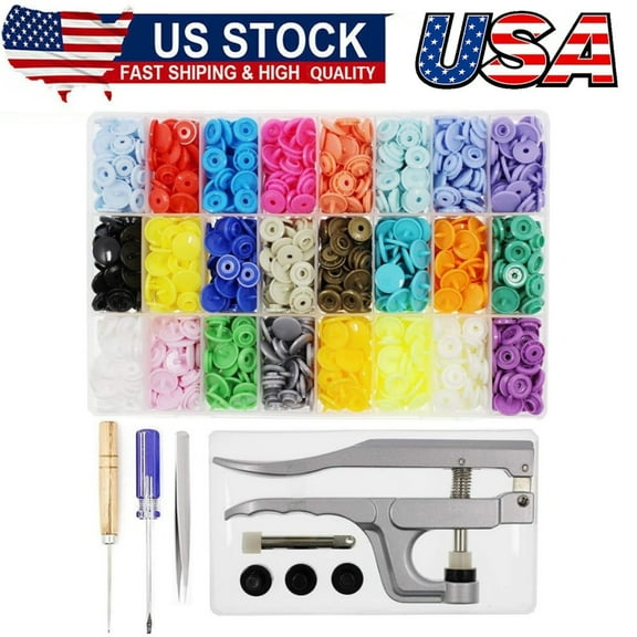 Snaps Buttons   Snap Pliers, Starter Fasteners Kit, 384 Sets 24-Colors, Size 20
