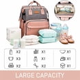 thumbnail image 2 of Diaper Bag with Changing Station, Travel Foldable Baby Bed, Baby Bag Backpack, Multi-Function Large-Capacity, Portable Bassinets with USB Charging Port, Waterproof, Grey/Pink, 2 of 6