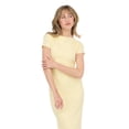 thumbnail image 2 of Forever 21 Women’s Short Sleeve Boatneck Midi Dress with Side Slit, Fitted Silhouette and Versatile Everyday to Evening Style, XS-XL, 2 of 5