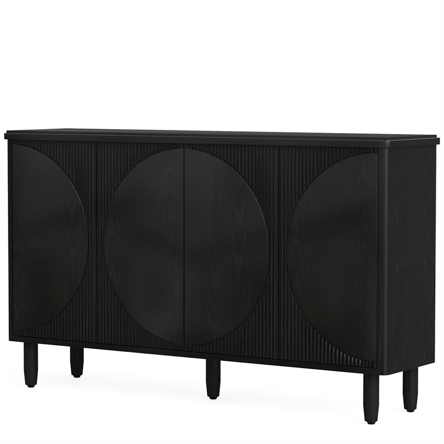 Demi Bonn 59" Sideboard Buffet Storage Cabinet with Doors, Modern Credenza Accent Cabinet for Kitchen Entryway Living Dining Room, Black