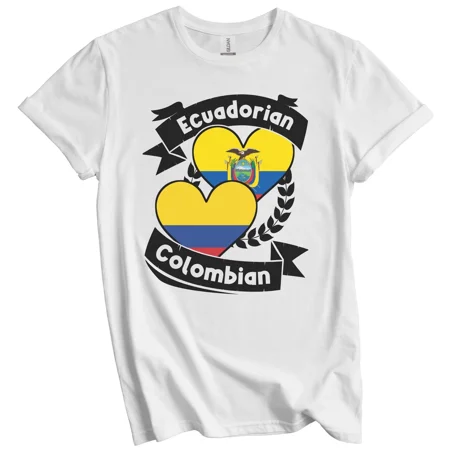 Ecuadorian Colombian Heart Flags Ecuador Colombia T-Shirt Gift for Men Women Unisex Tee