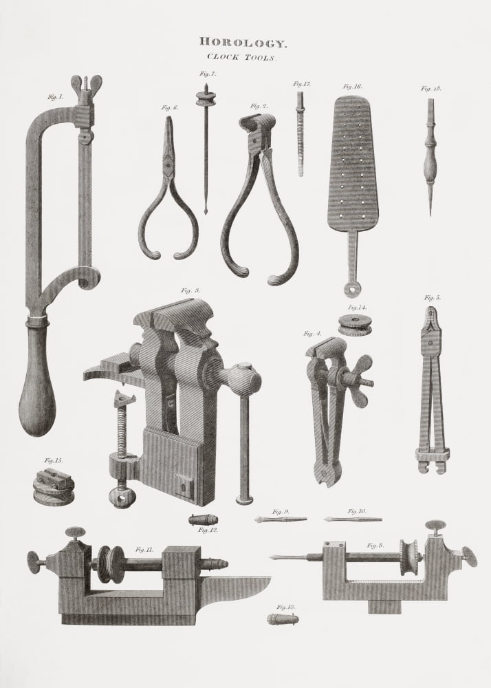 Tools For Making Clocks From 18Th And 19Th Centuries From The Cyclopaedia Or Universal Dictionary Of Arts Sciences And Literature By Abraham Rees Published London 1820 Canvas Art - Ken Welsh Design P