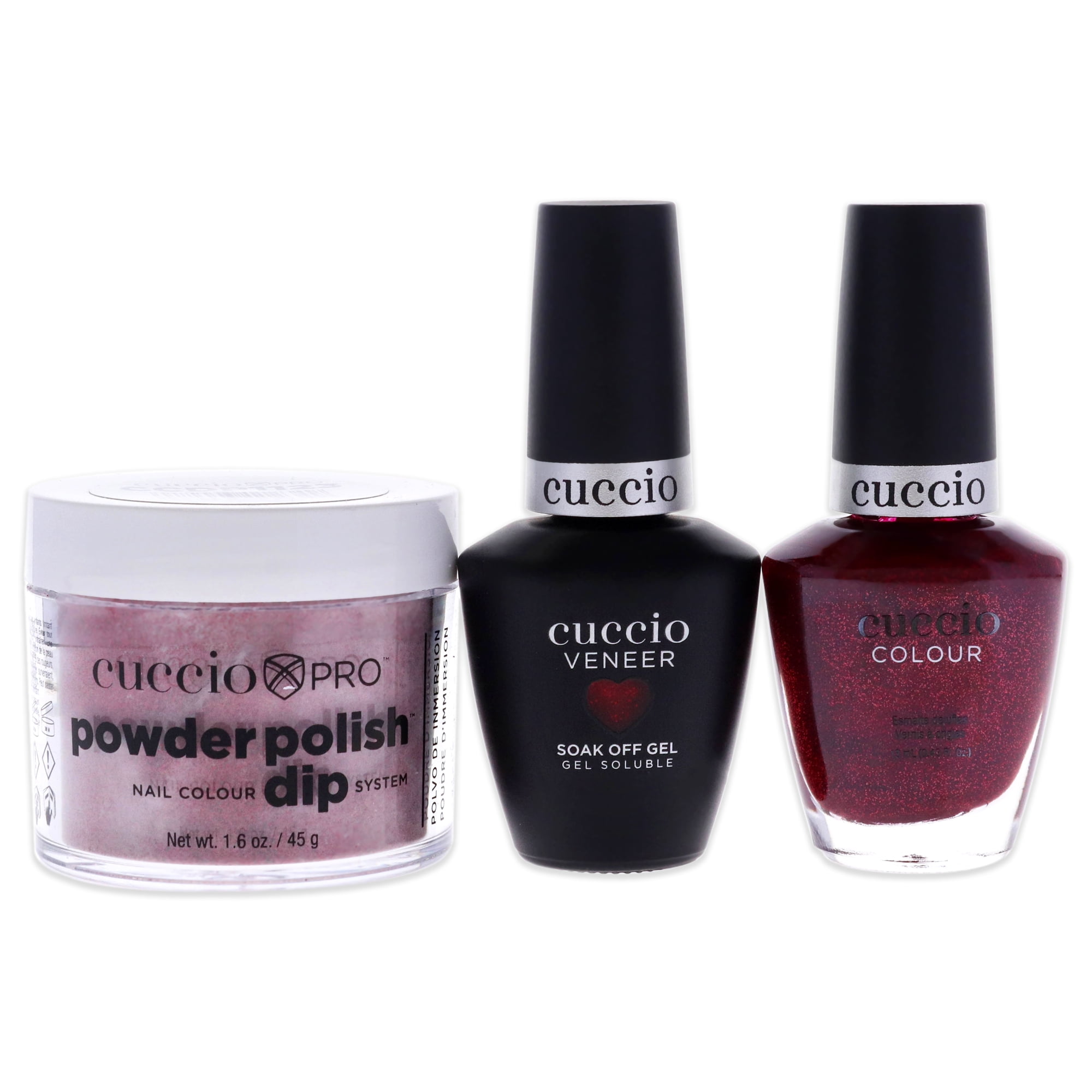 Cuccio Colour Match Makers Plus Dip Chakra 3 Pc Gift Set - 1.6oz Pro Powder Polish Dip System, 0.44oz Veneer Soak Off Gel, 0.43oz Colour Nail Polish