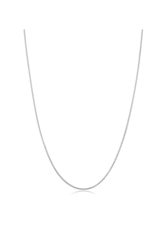 925 Sterling Silver Round Wheat Chain Necklace (1.1 mm, 14 inch)